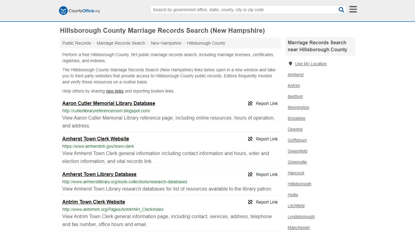 Hillsborough County Marriage Records Search (New Hampshire) - County Office