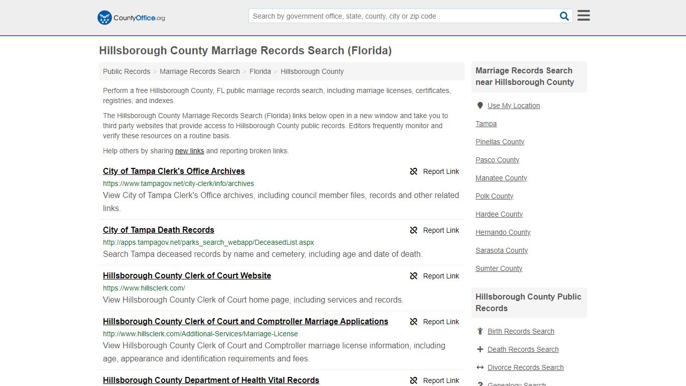 Hillsborough County Marriage Records Search (Florida)